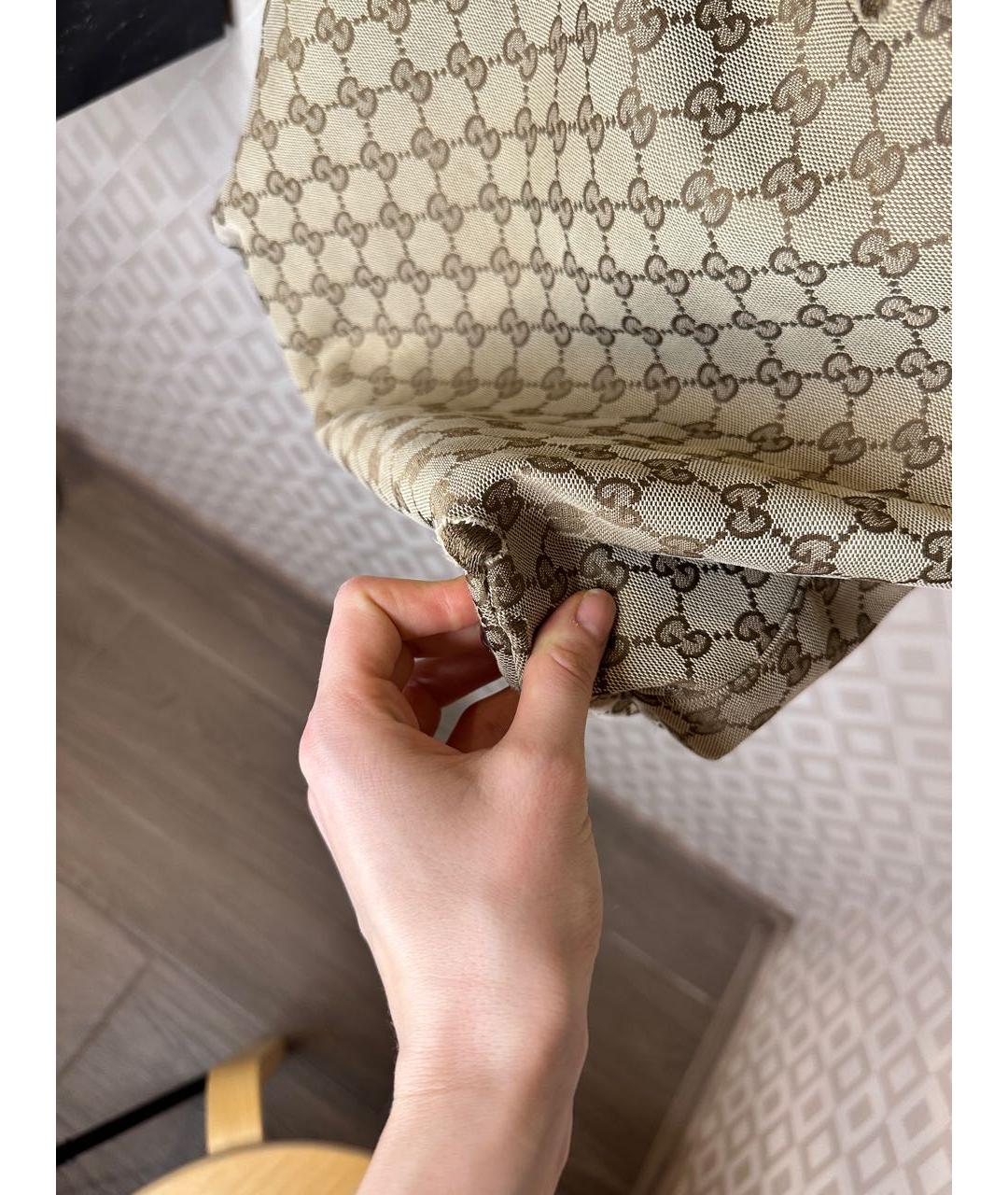 GUCCI Бежевая тканевая сумка тоут, фото 7