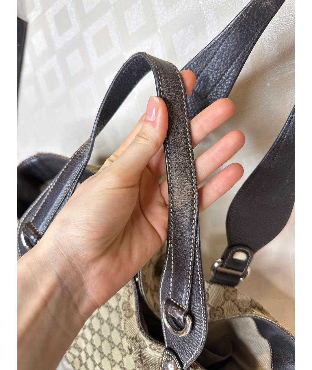 GUCCI Бежевая тканевая сумка тоут, фото 5