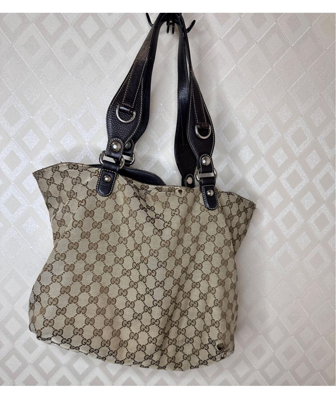 GUCCI Бежевая тканевая сумка тоут, фото 3