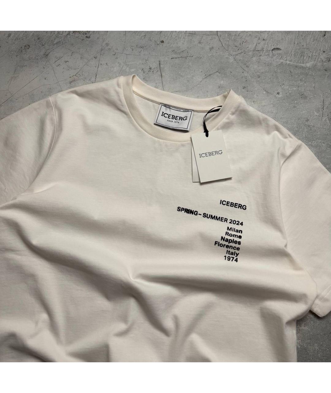 ICEBERG Белая хлопковая футболка, фото 3