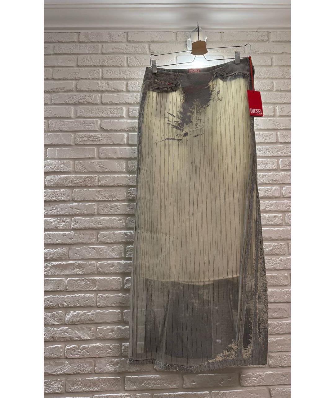 DIESEL Серая полиэстеровая юбка миди, фото 4