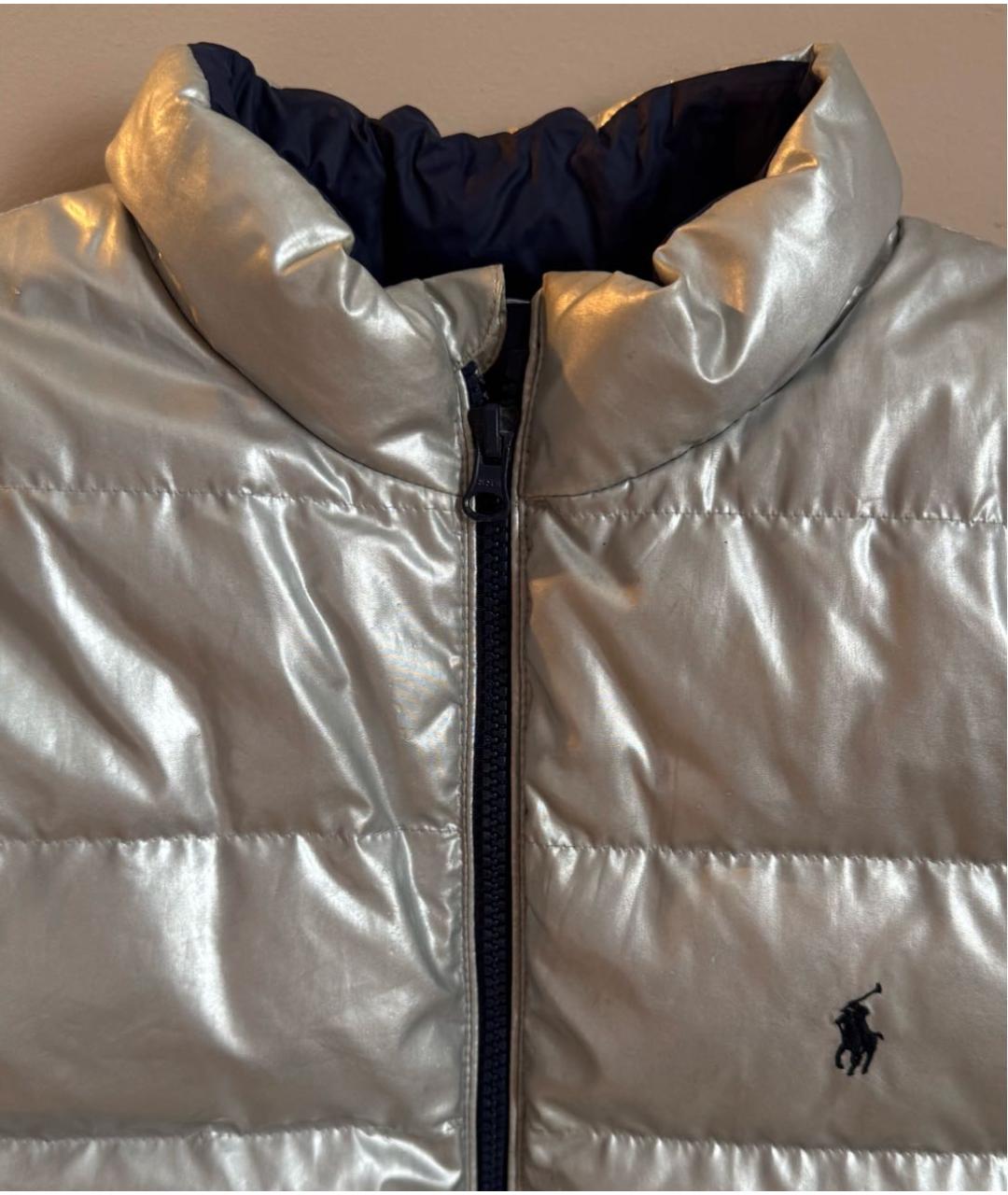 POLO RALPH LAUREN Серебрянный полиэстеровый жакет / жилет, фото 3