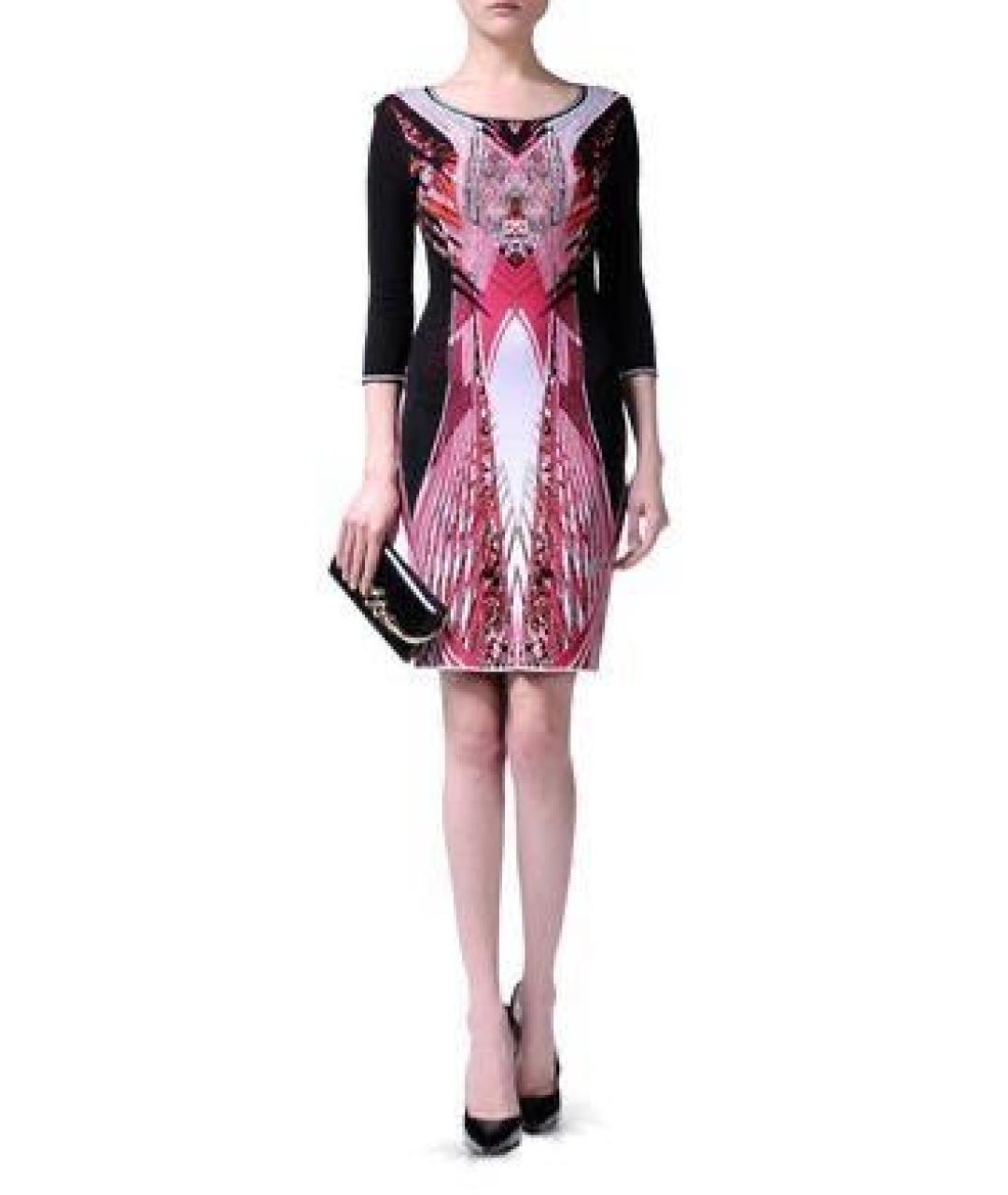 ROBERTO CAVALLI Бордовое вискозное повседневное платье, фото 8