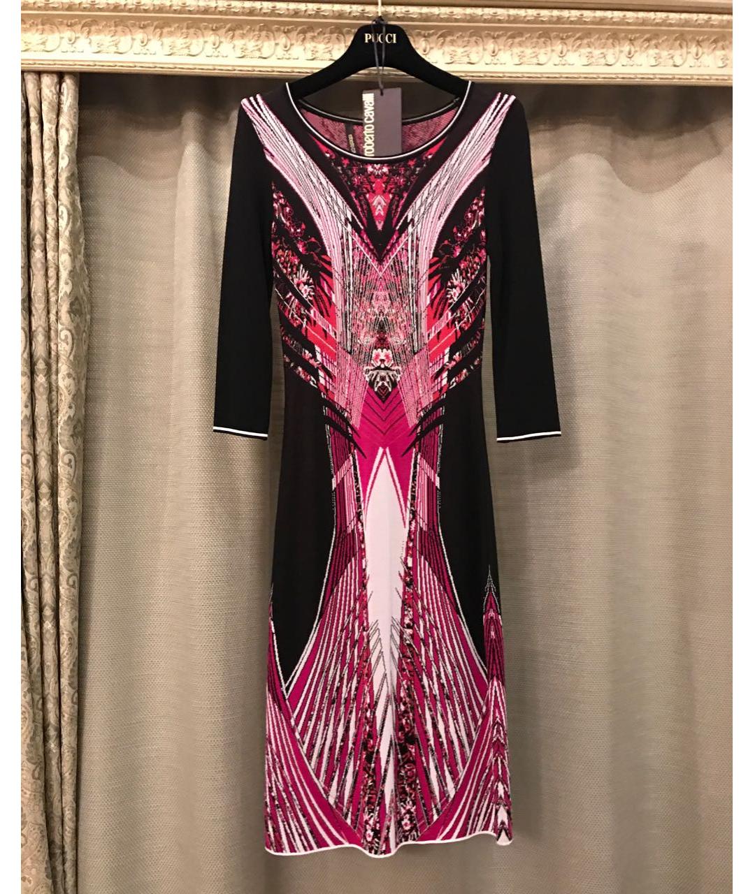 ROBERTO CAVALLI Бордовое вискозное повседневное платье, фото 4