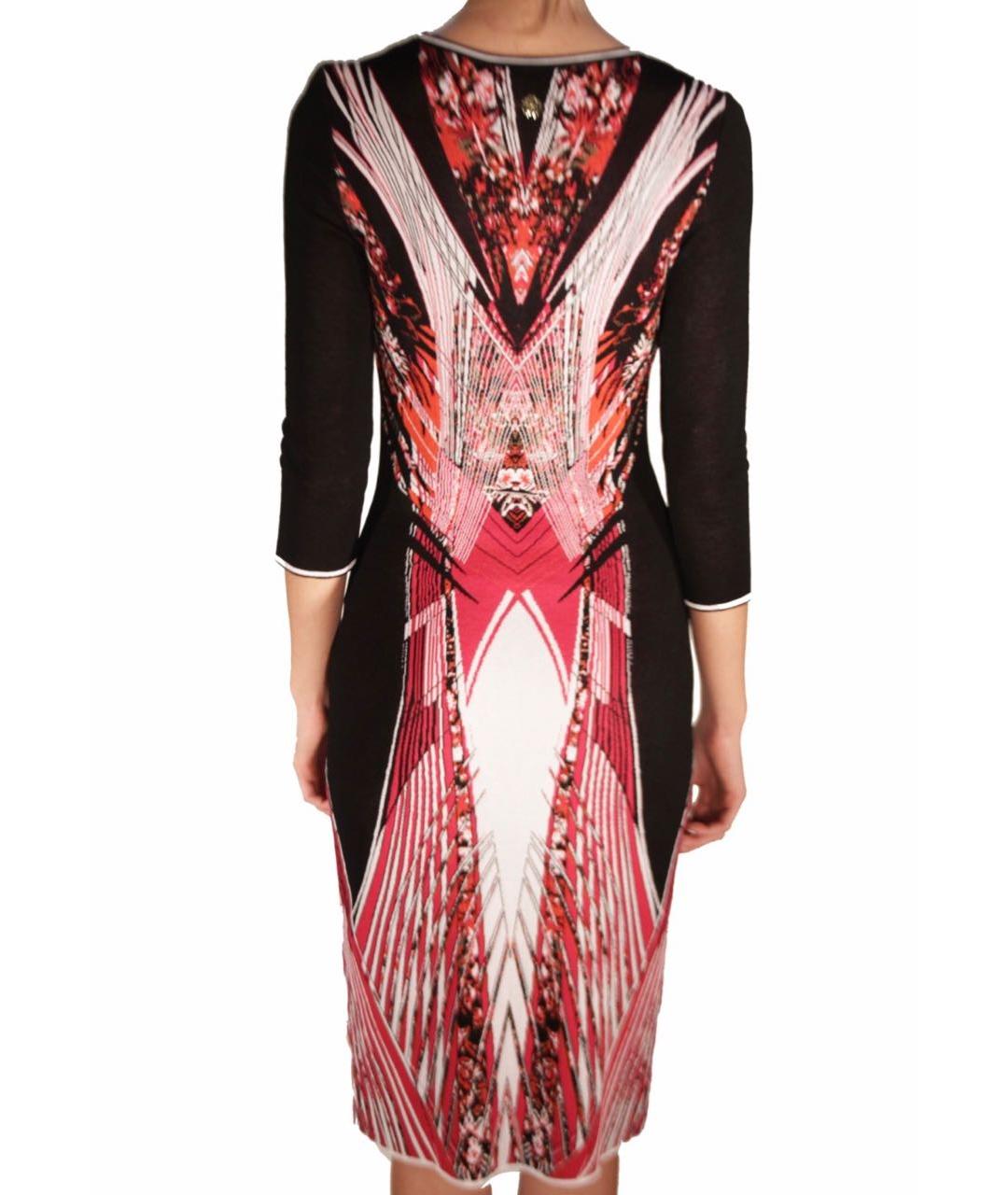 ROBERTO CAVALLI Бордовое вискозное повседневное платье, фото 3