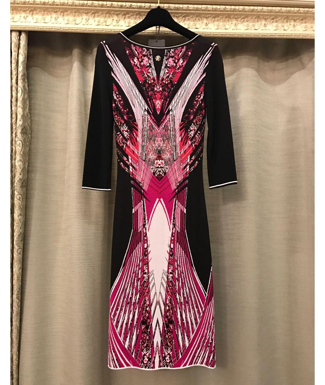 ROBERTO CAVALLI Бордовое вискозное повседневное платье, фото 5