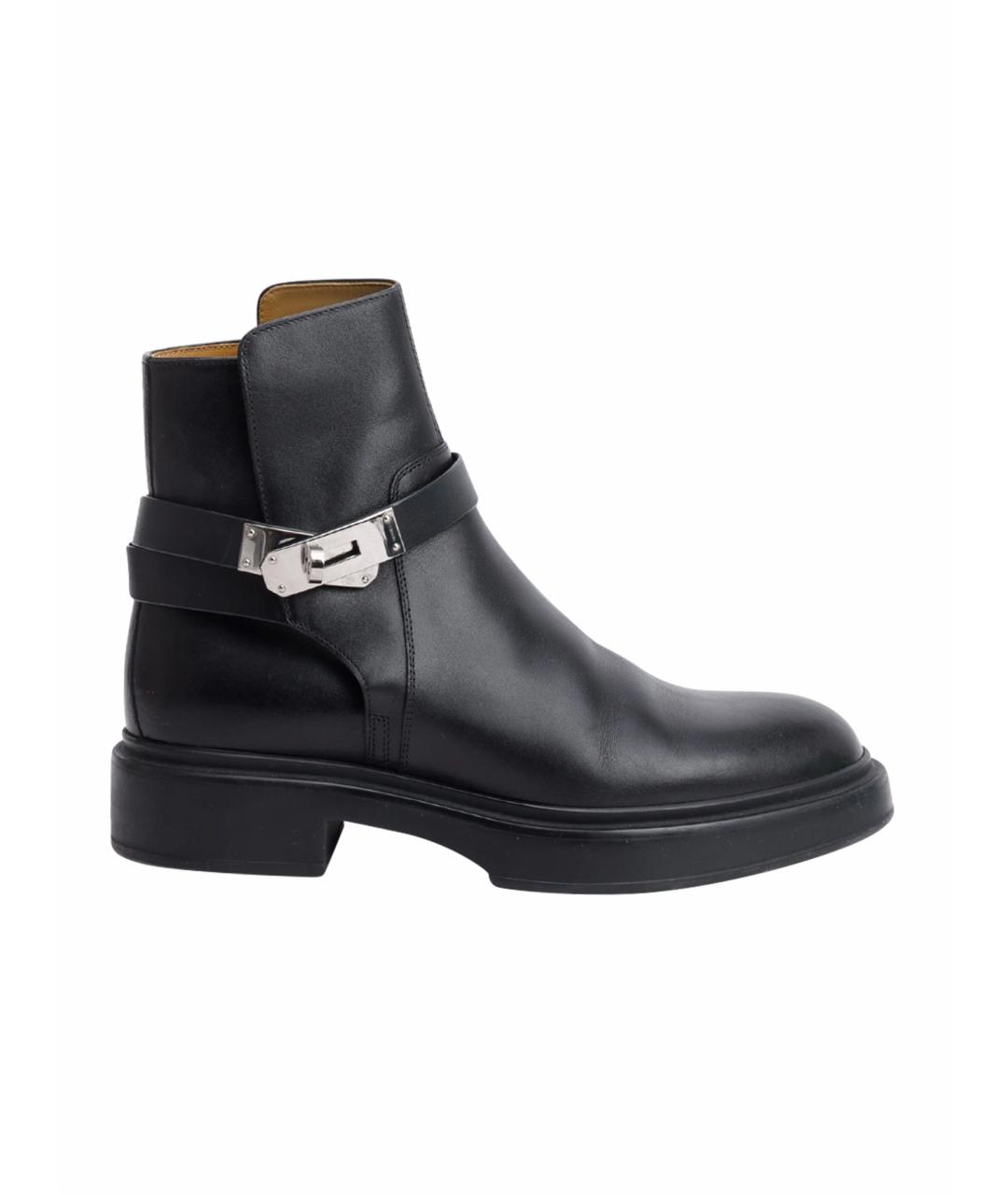 HERMES Черные ботинки из лакированной кожи, фото 1