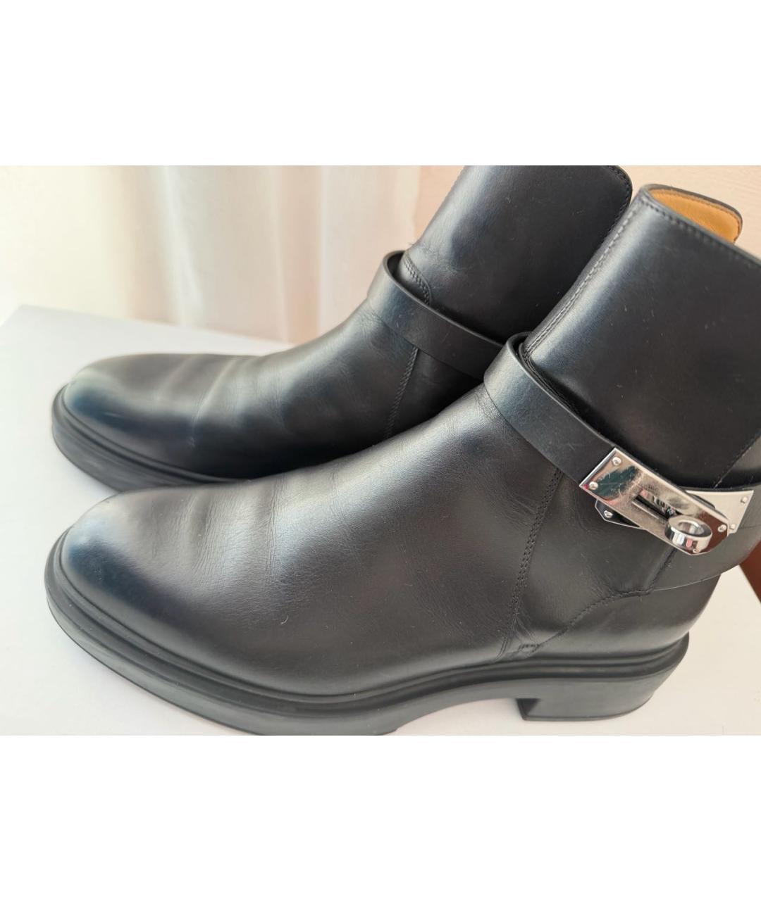 HERMES Черные ботинки из лакированной кожи, фото 2