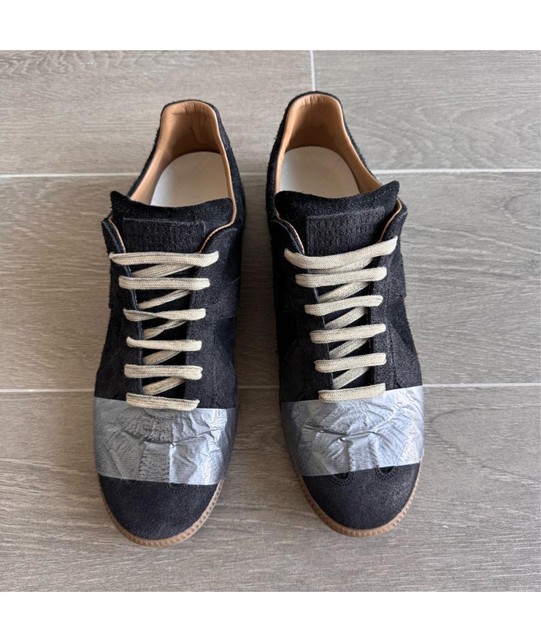 MAISON MARGIELA Темно-синие замшевые низкие кроссовки / кеды, фото 3