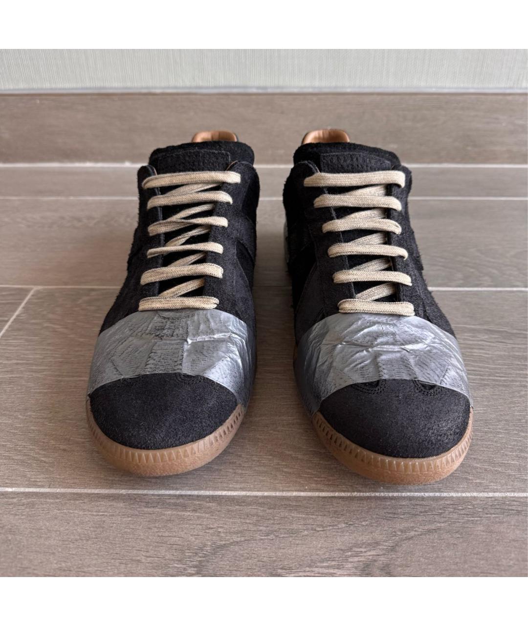 MAISON MARGIELA Темно-синие замшевые низкие кроссовки / кеды, фото 2