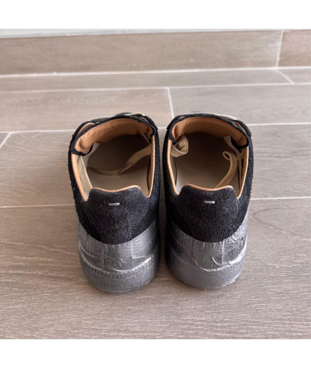 MAISON MARGIELA Темно-синие замшевые низкие кроссовки / кеды, фото 4