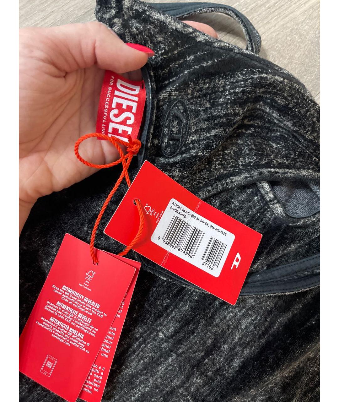 DIESEL Антрацитовое вискозное повседневное платье, фото 4