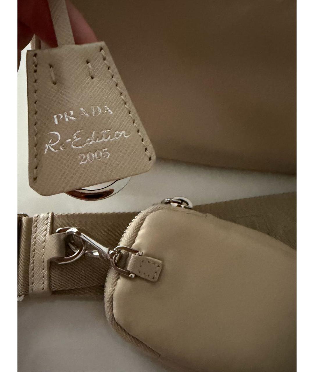 PRADA Бежевая синтетическая сумка через плечо, фото 7