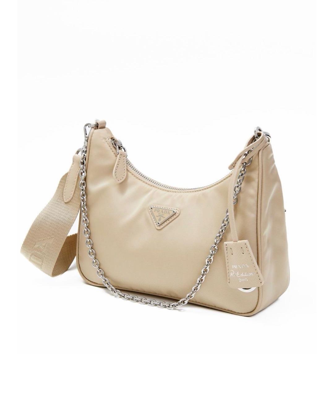 PRADA Бежевая синтетическая сумка через плечо, фото 3