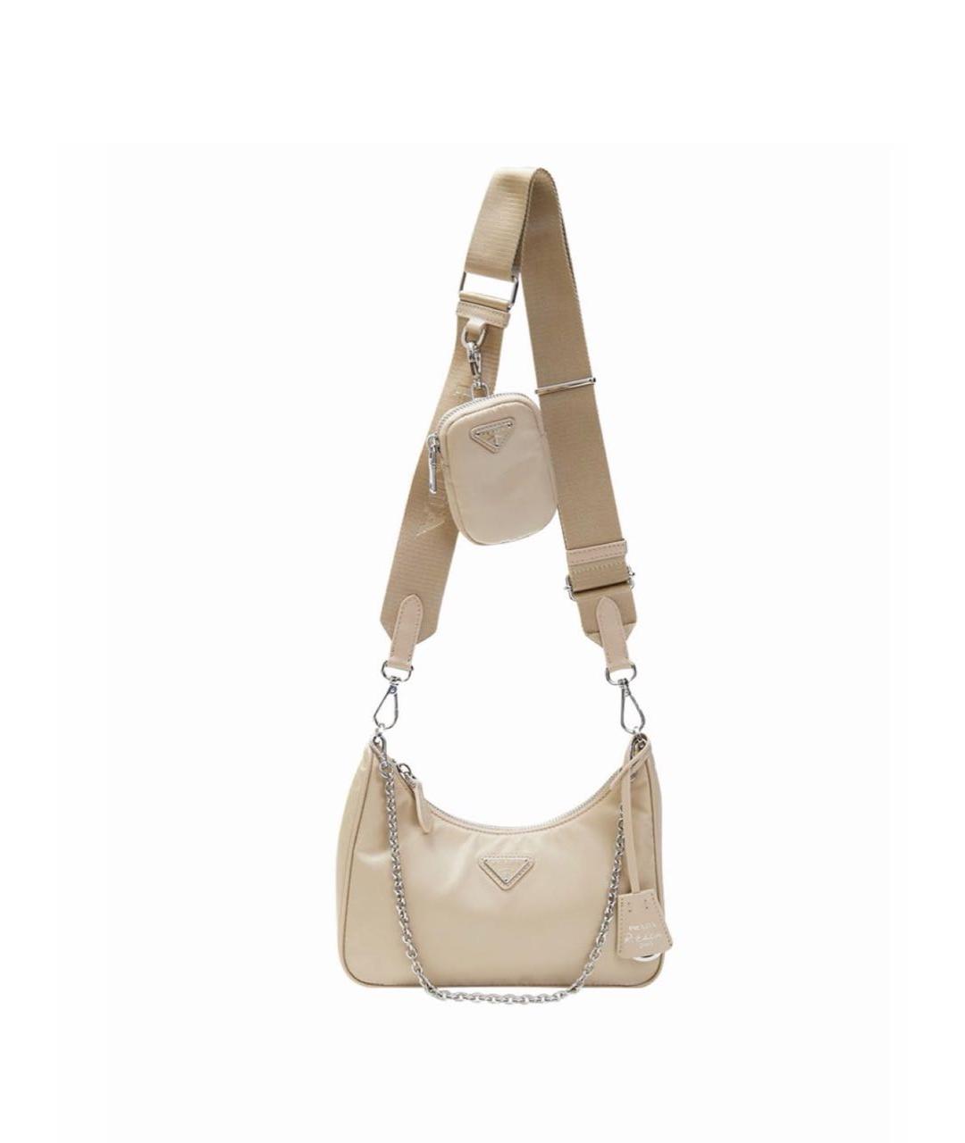 PRADA Бежевая синтетическая сумка через плечо, фото 1