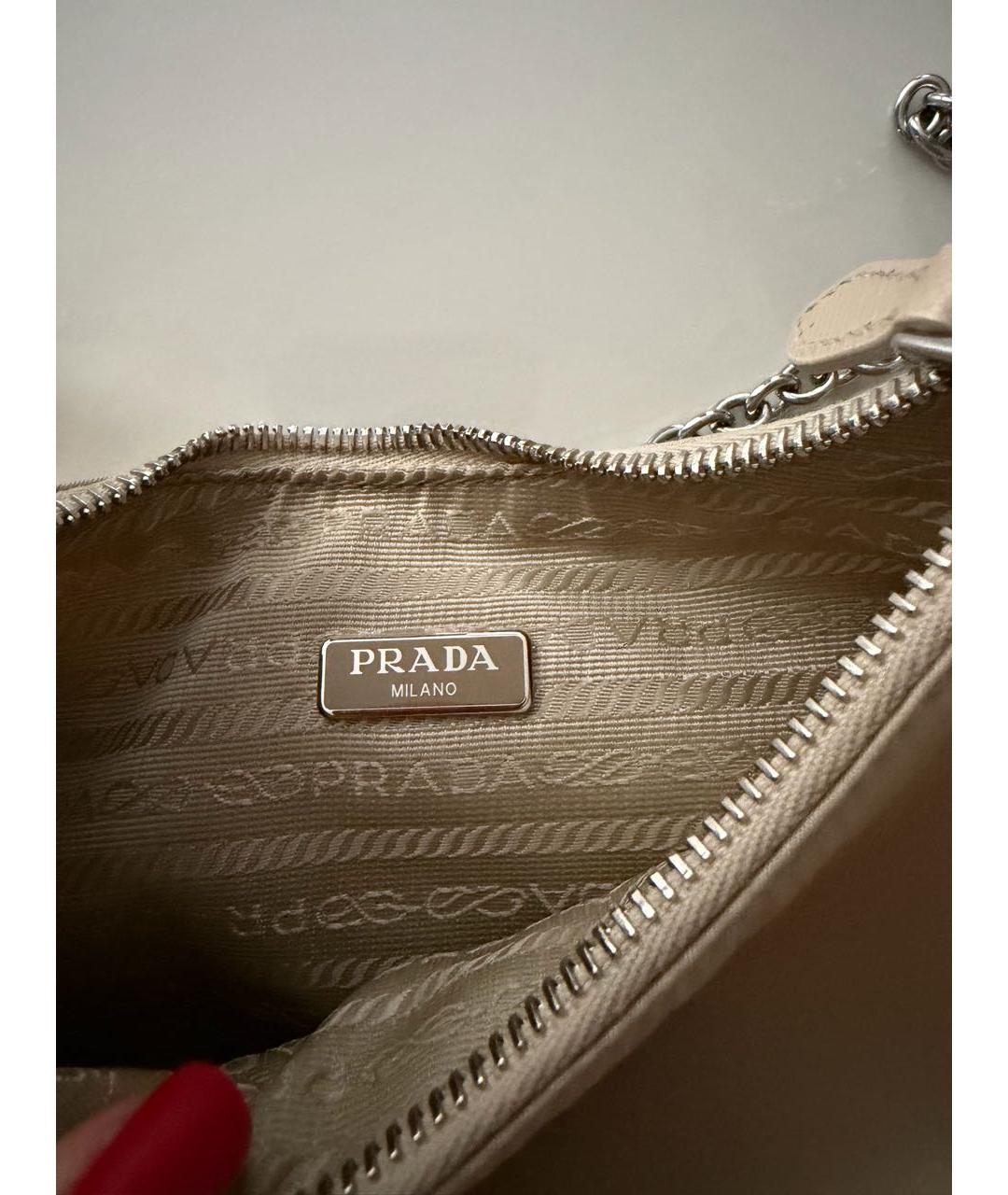 PRADA Бежевая синтетическая сумка через плечо, фото 6
