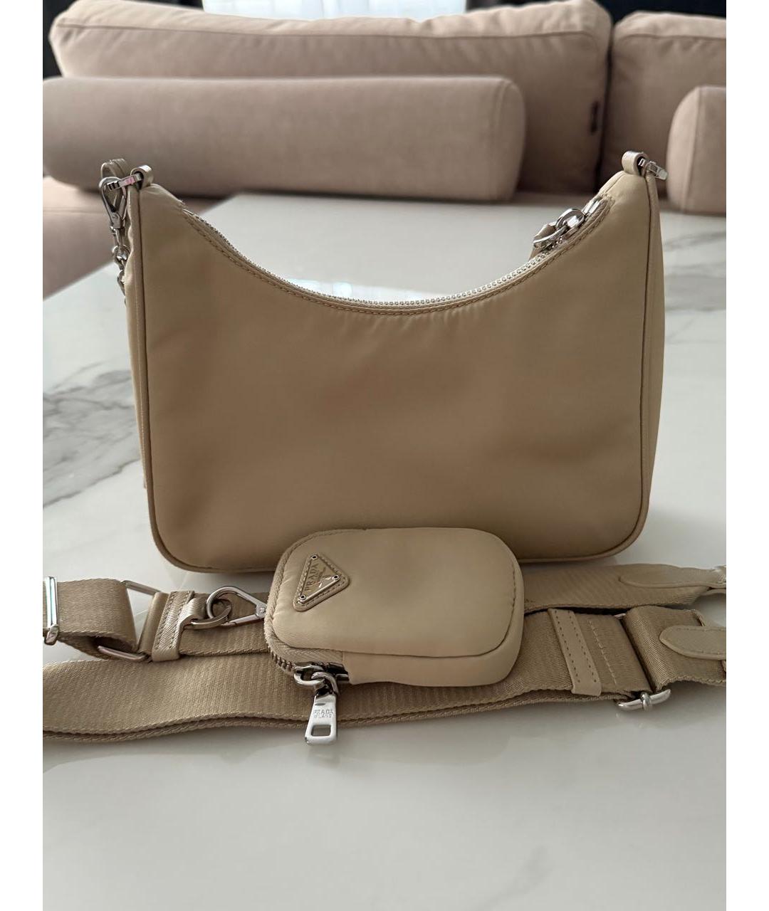 PRADA Бежевая синтетическая сумка через плечо, фото 4