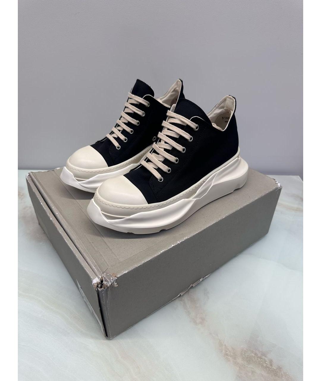 RICK OWENS Черные текстильные низкие кроссовки / кеды, фото 2