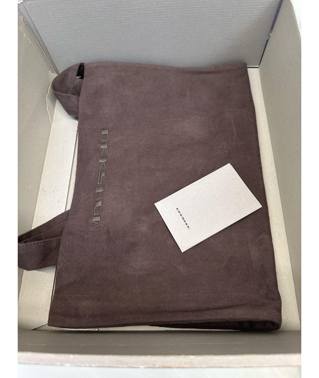 RICK OWENS Черные текстильные низкие кроссовки / кеды, фото 6