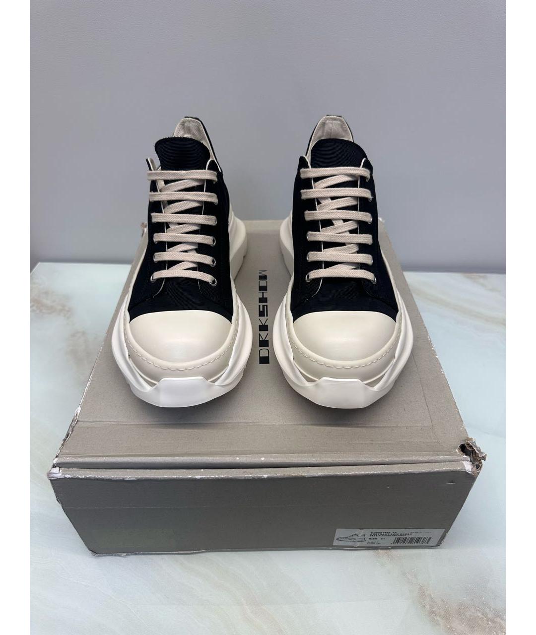 RICK OWENS Черные текстильные низкие кроссовки / кеды, фото 3