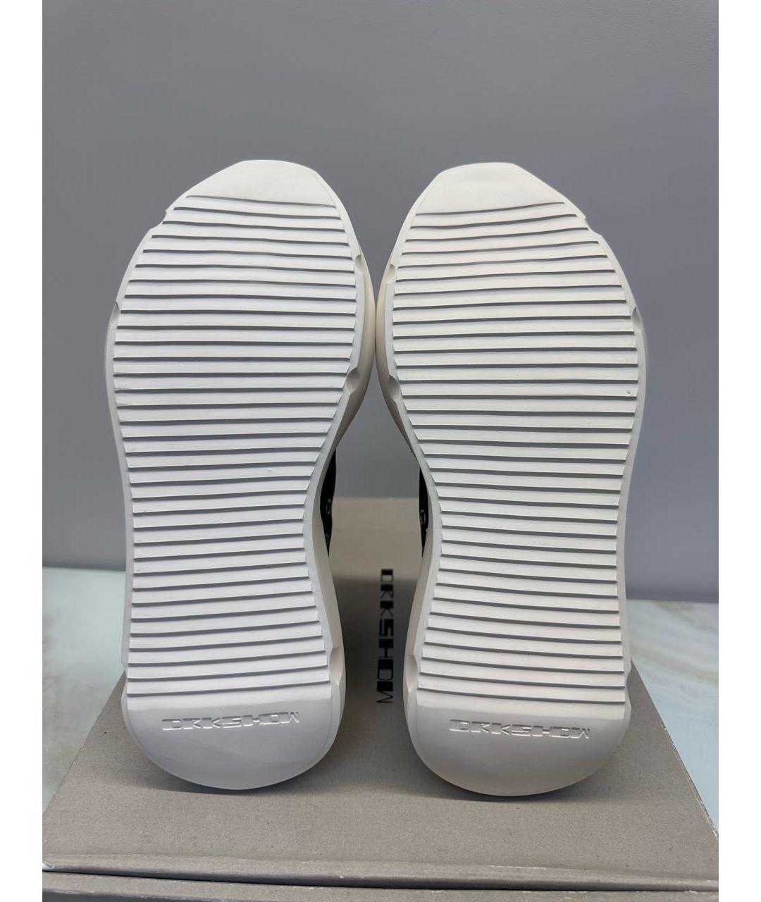 RICK OWENS Черные текстильные низкие кроссовки / кеды, фото 4