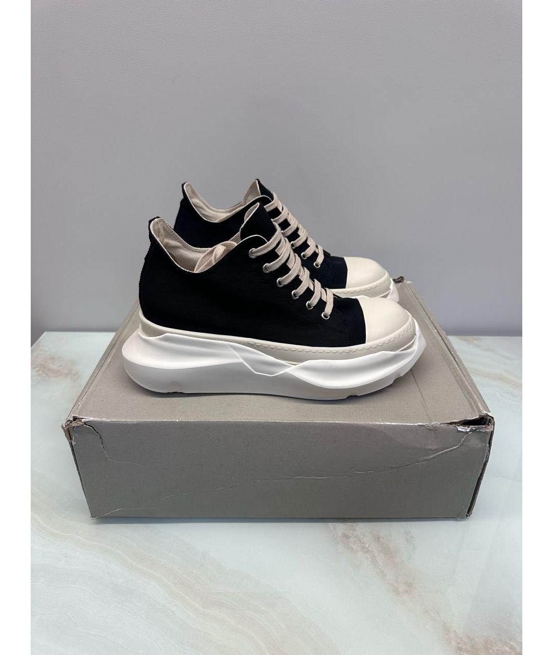 RICK OWENS Черные текстильные низкие кроссовки / кеды, фото 7