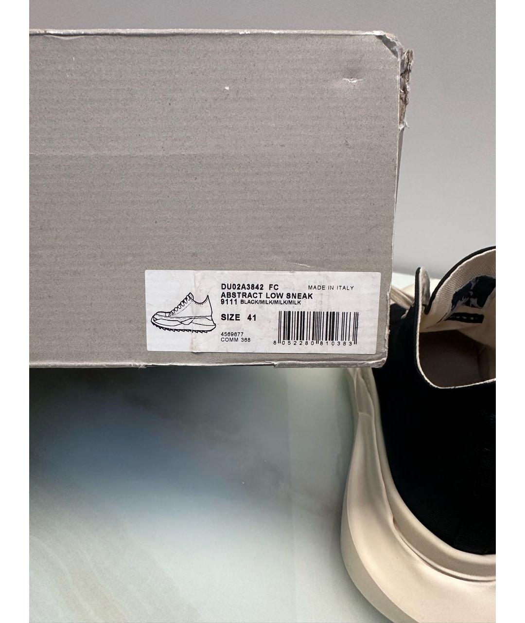 RICK OWENS Черные текстильные низкие кроссовки / кеды, фото 5