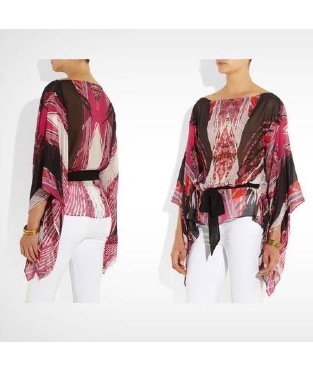 ROBERTO CAVALLI Бордовая шелковая блузы, фото 3