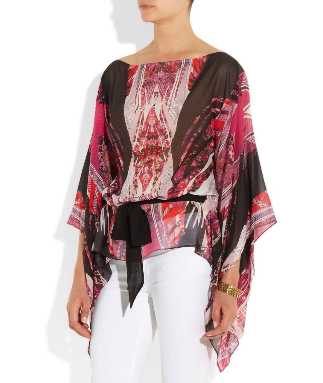 ROBERTO CAVALLI Бордовая шелковая блузы, фото 2