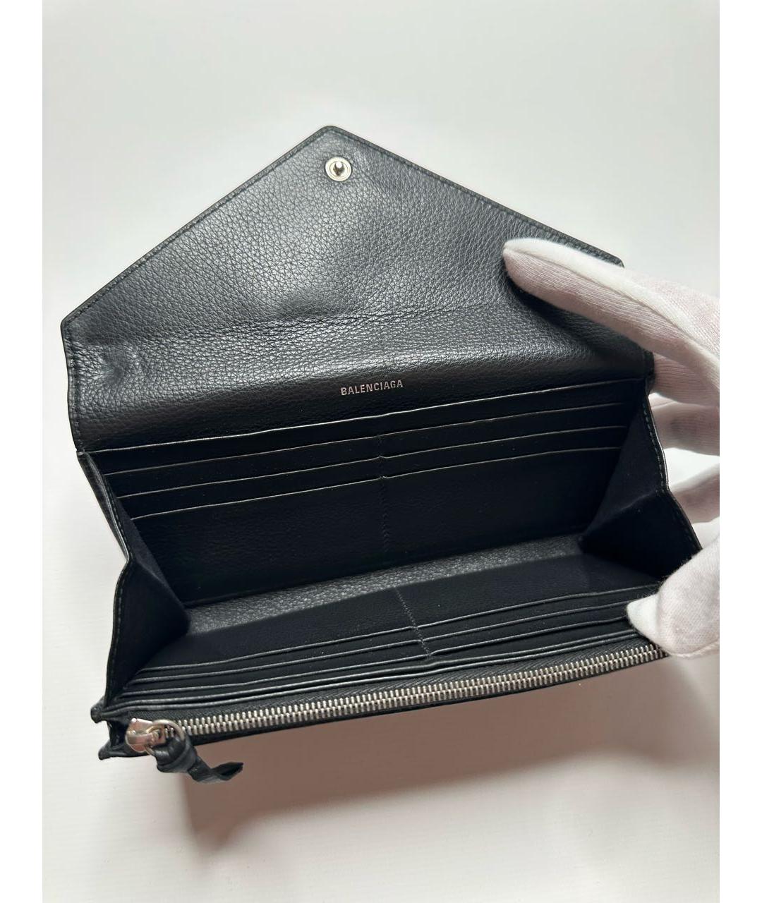 BALENCIAGA Черный кожаный кошелек, фото 5