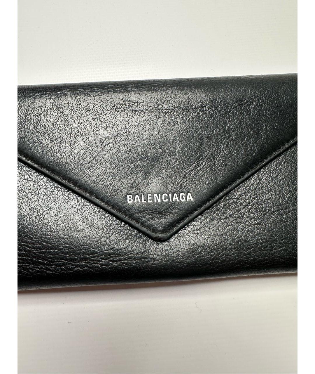 BALENCIAGA Черный кожаный кошелек, фото 3