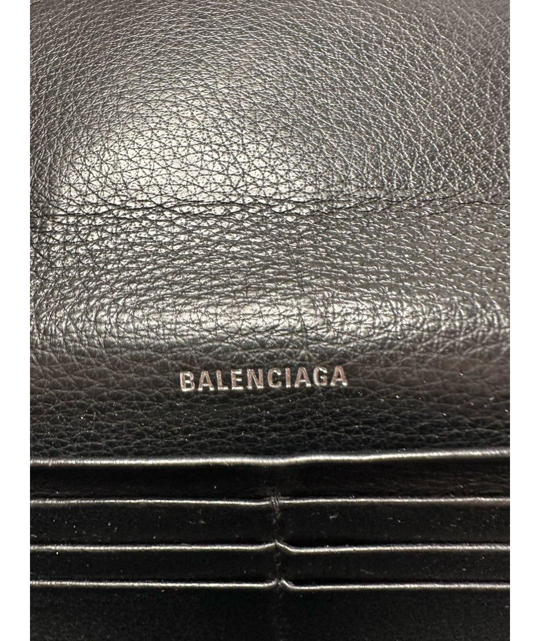 BALENCIAGA Черный кожаный кошелек, фото 6