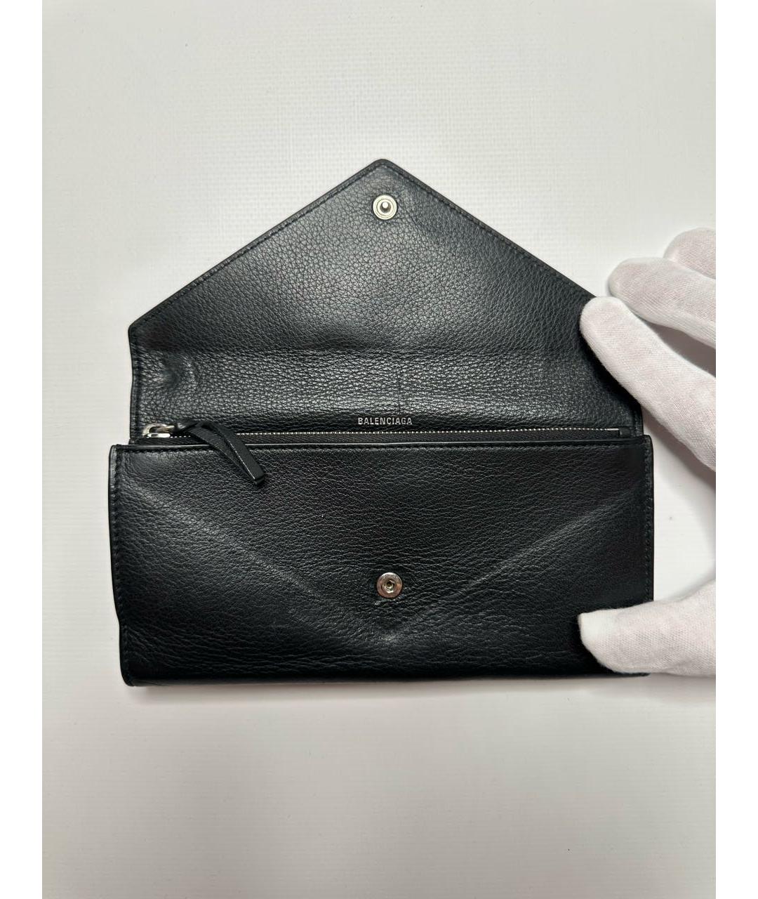 BALENCIAGA Черный кожаный кошелек, фото 4