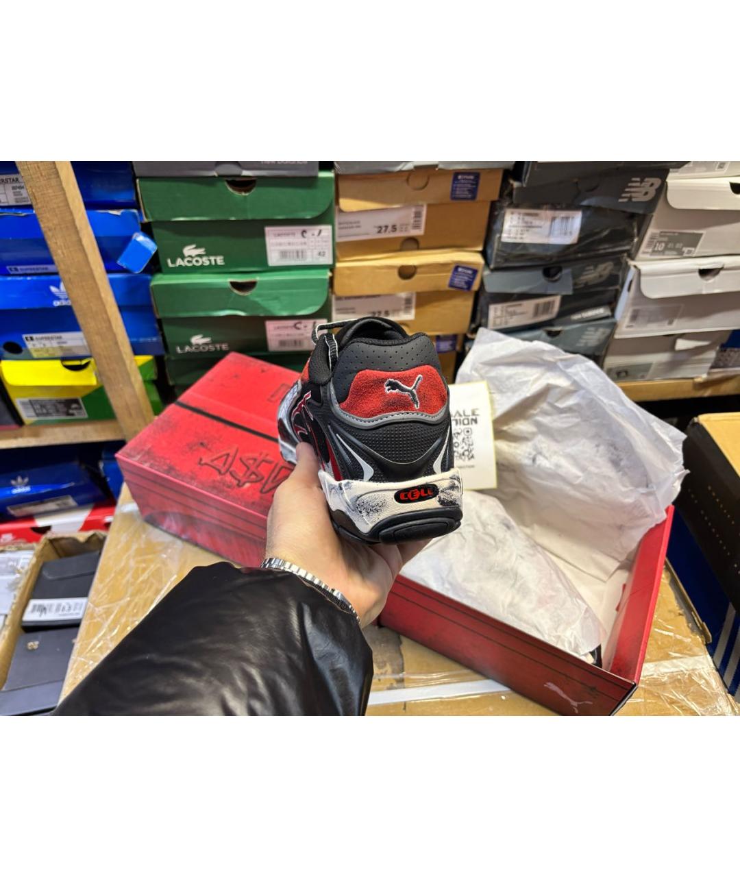 PUMA Красные низкие кроссовки / кеды из искусственной кожи, фото 4