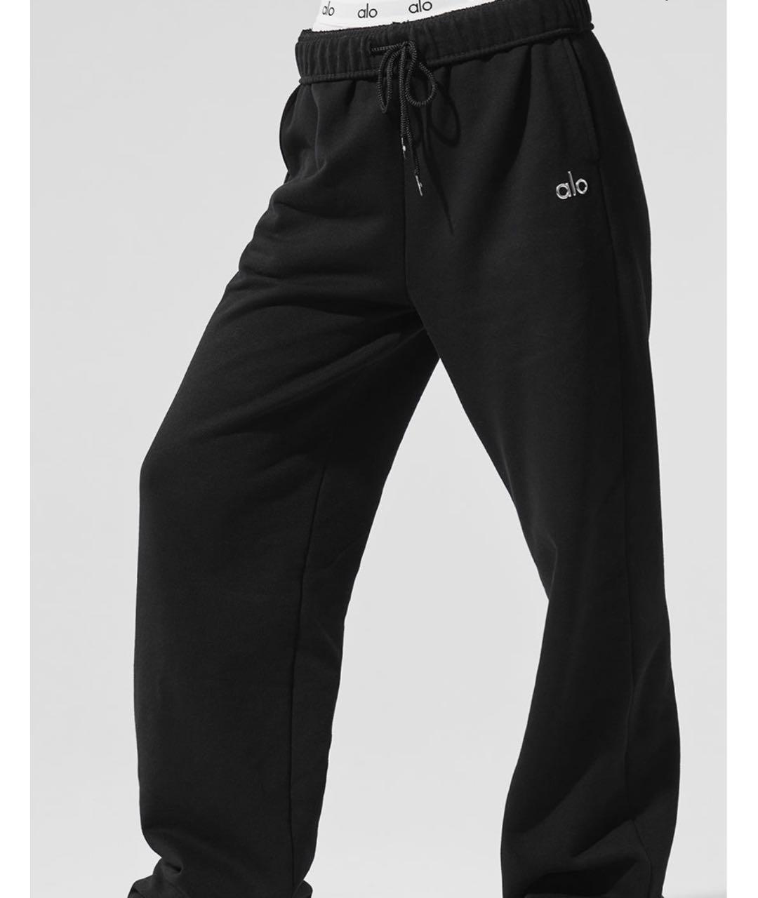 ALO YOGA Черные хлопковые спортивные брюки и шорты, фото 2