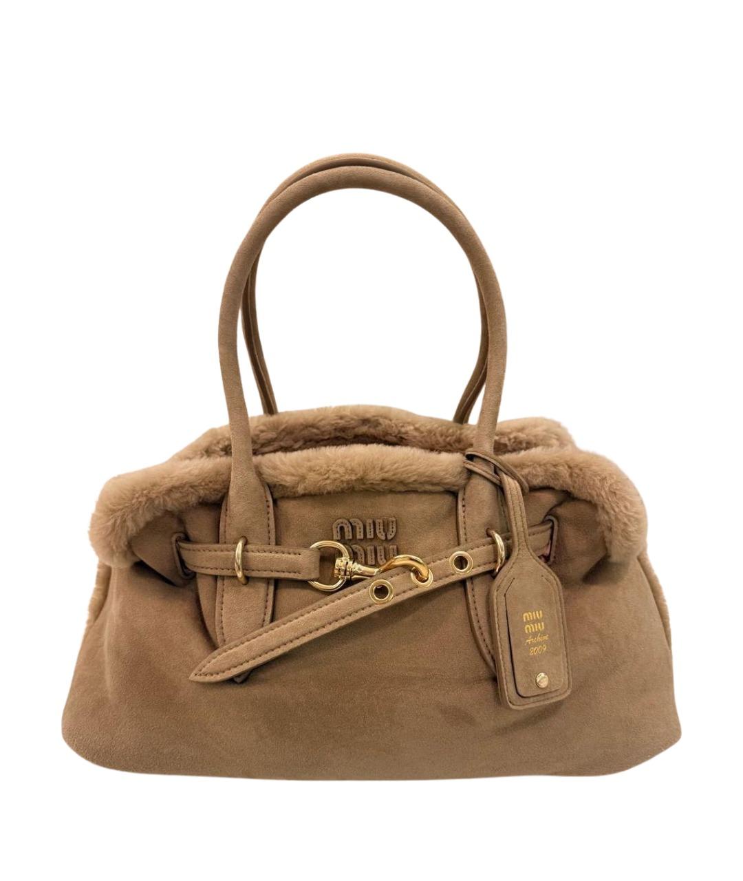 MIU MIU Бежевая замшевая сумка тоут, фото 1