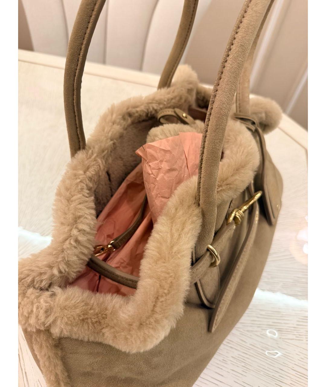 MIU MIU Бежевая замшевая сумка тоут, фото 4