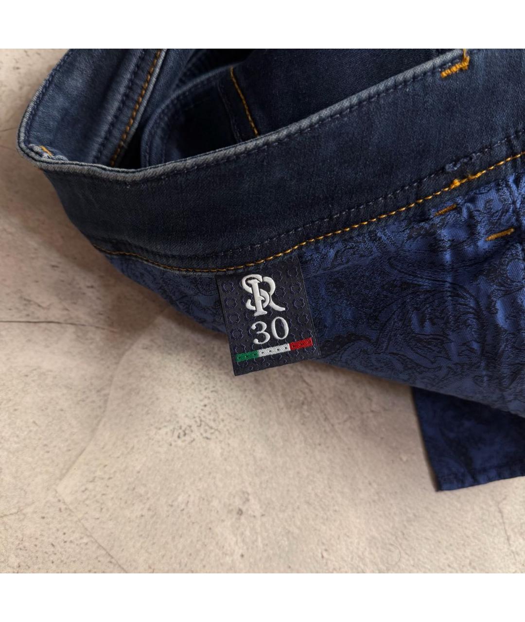 STEFANO RICCI Темно-синие хлопко-эластановые прямые джинсы, фото 8