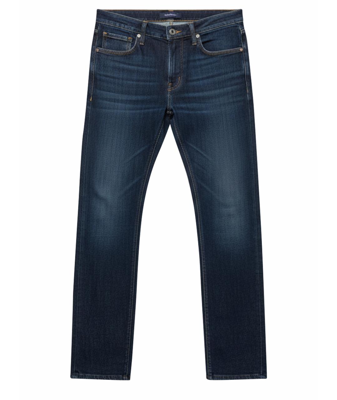 STEFANO RICCI Темно-синие хлопко-эластановые прямые джинсы, фото 1
