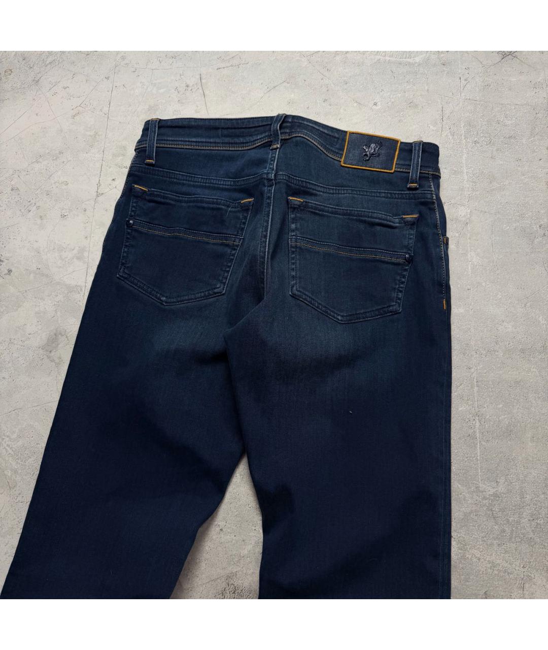STEFANO RICCI Темно-синие хлопко-эластановые прямые джинсы, фото 3