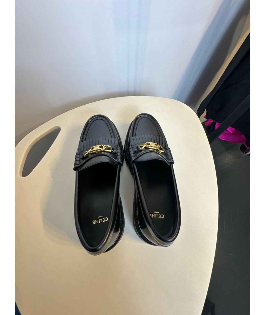 CELINE Черные кожаные лоферы, фото 3