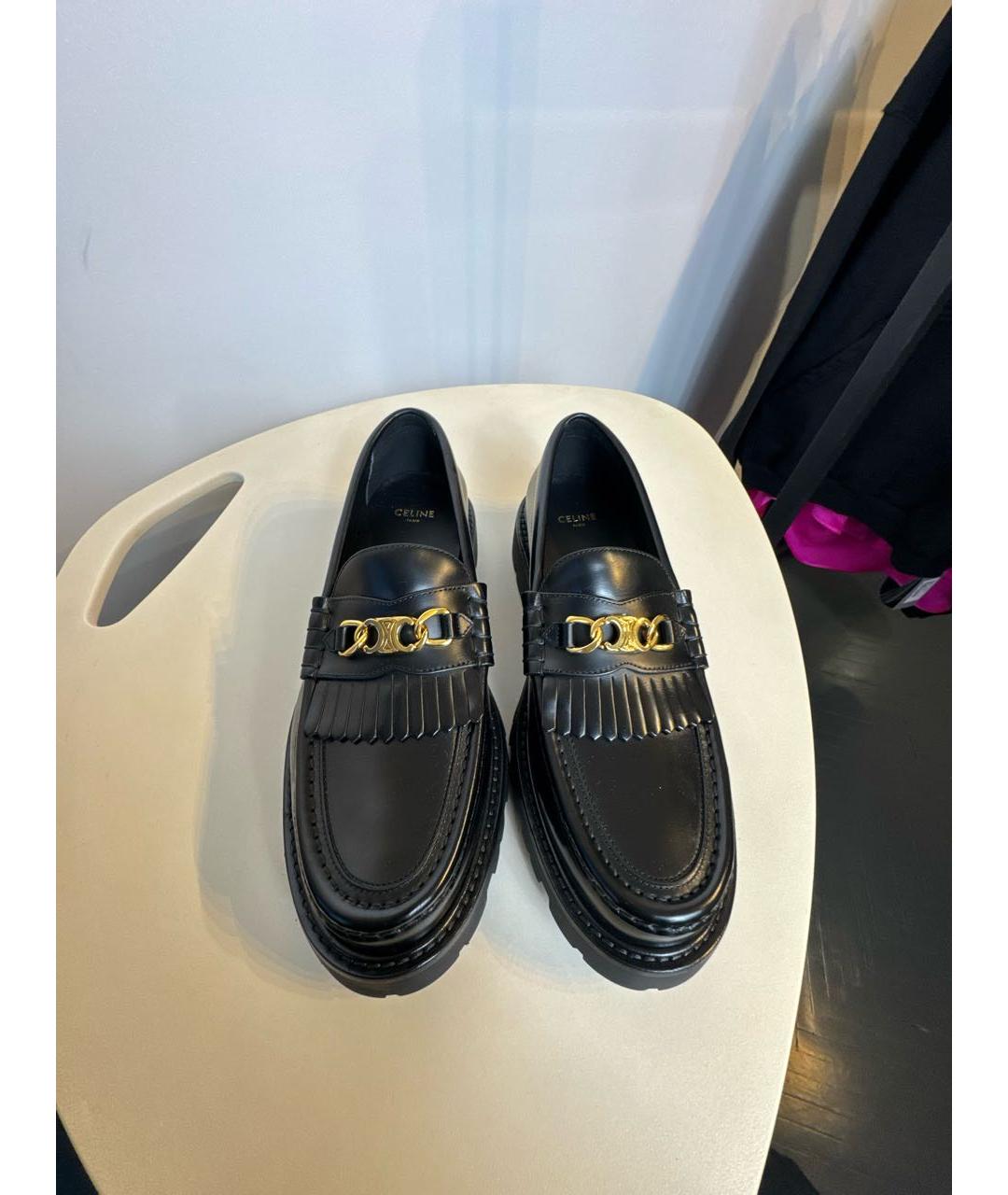 CELINE Черные кожаные лоферы, фото 2