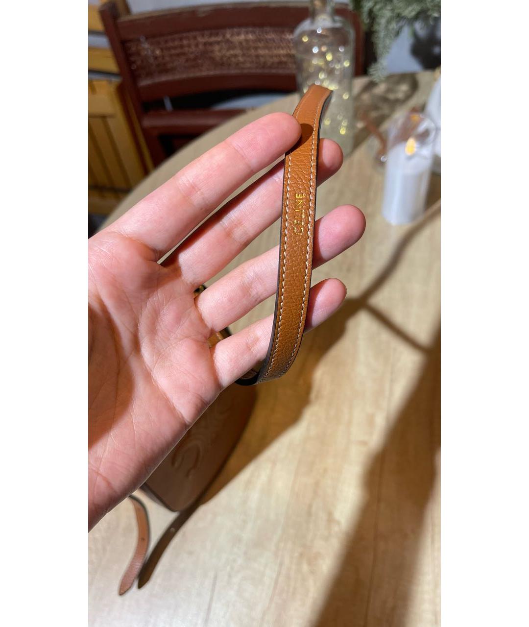 CELINE Коричневая кожаная сумка через плечо, фото 5