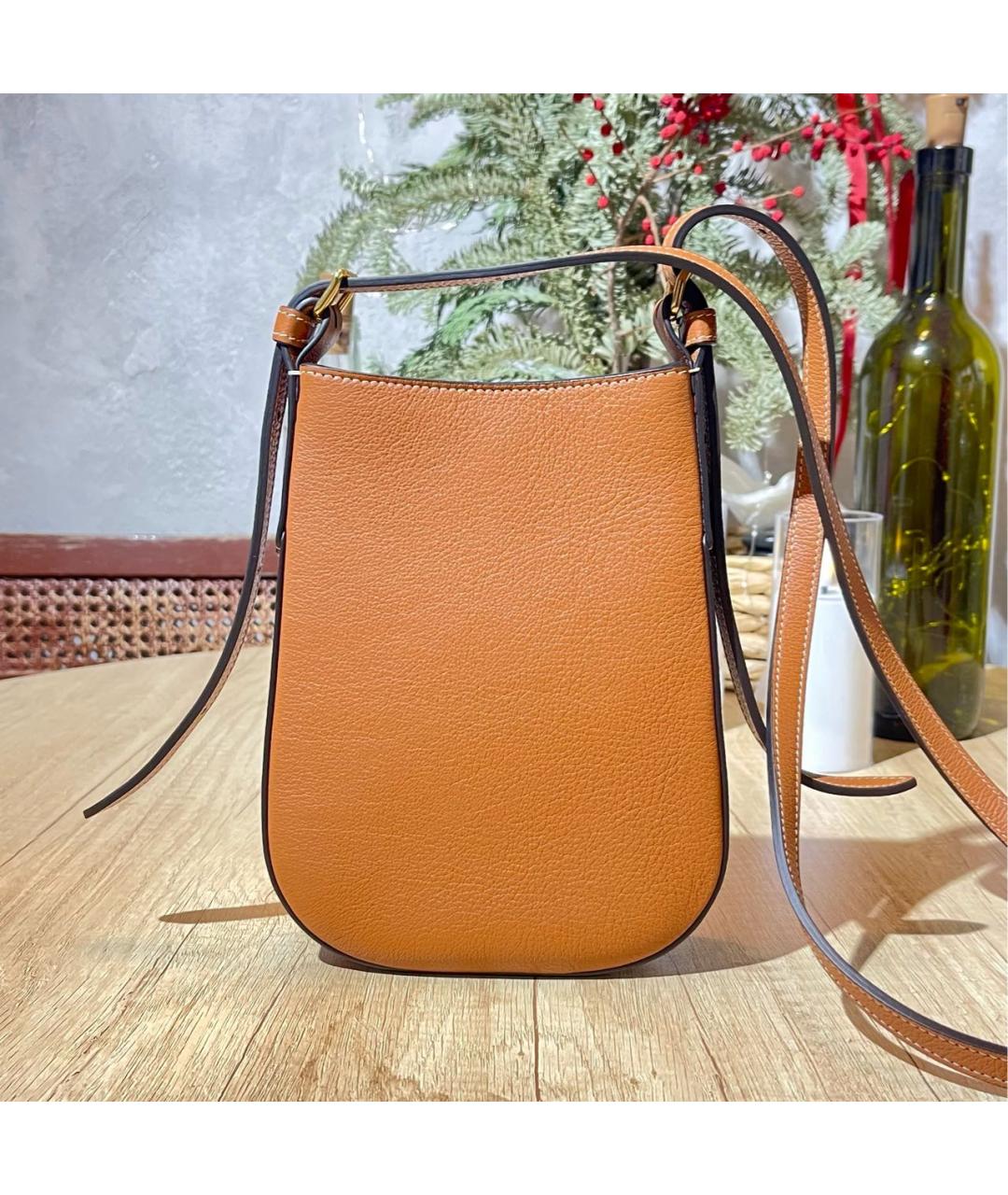 CELINE Коричневая кожаная сумка через плечо, фото 3