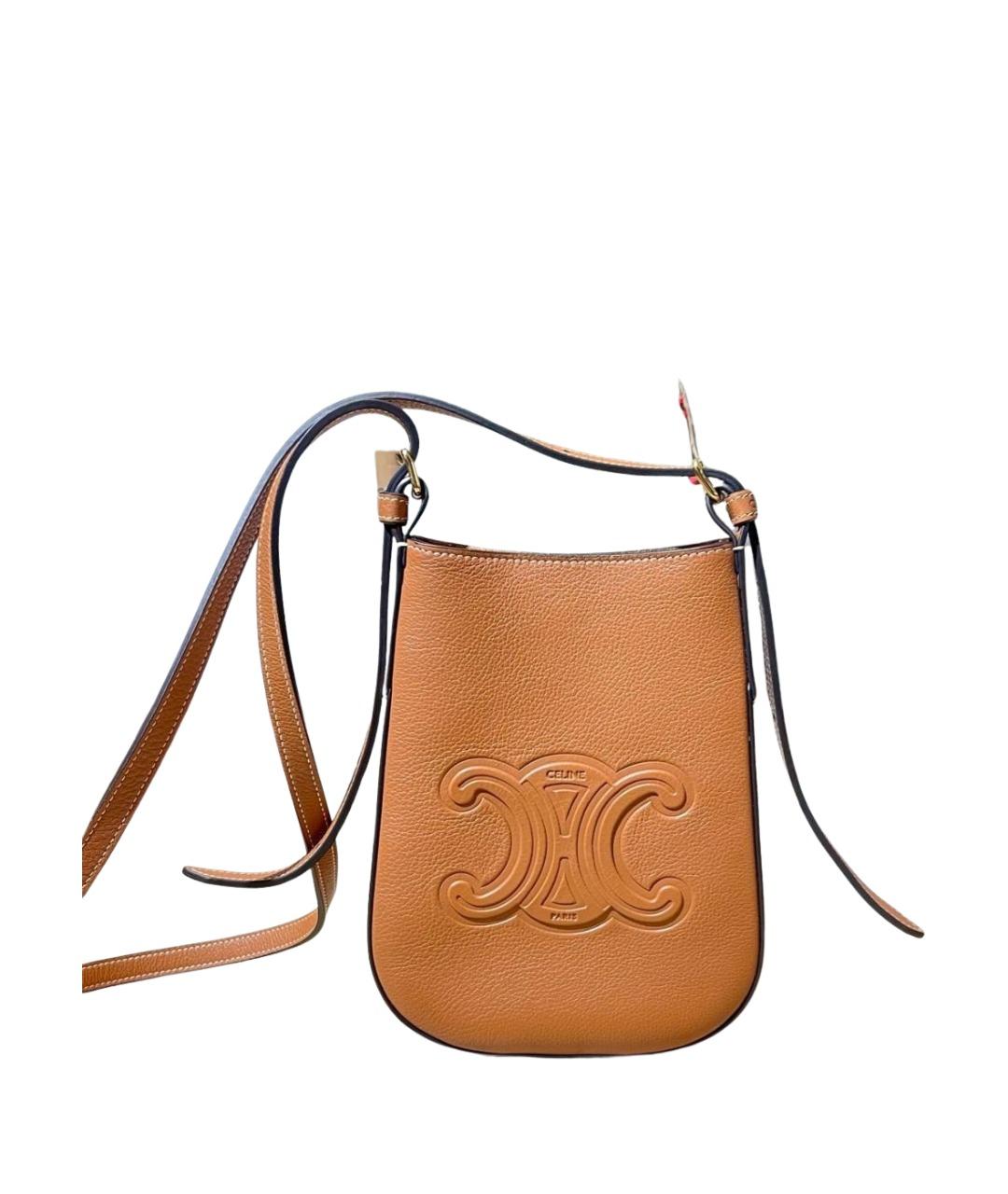 CELINE Коричневая кожаная сумка через плечо, фото 1