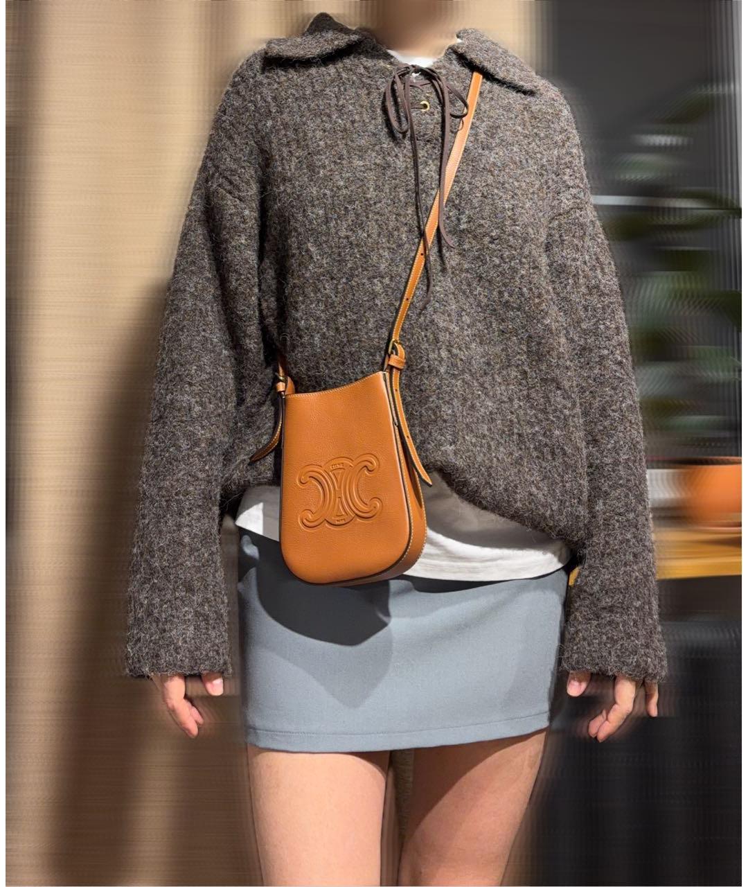 CELINE Коричневая кожаная сумка через плечо, фото 7