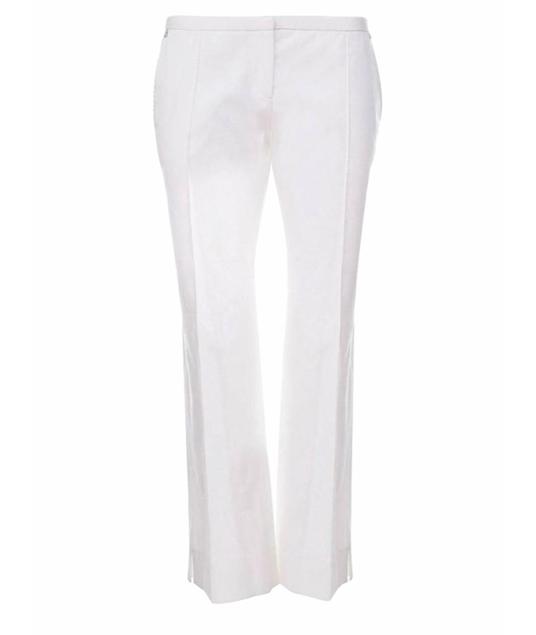 ROBERTO CAVALLI Белые хлопко-эластановые прямые брюки, фото 1