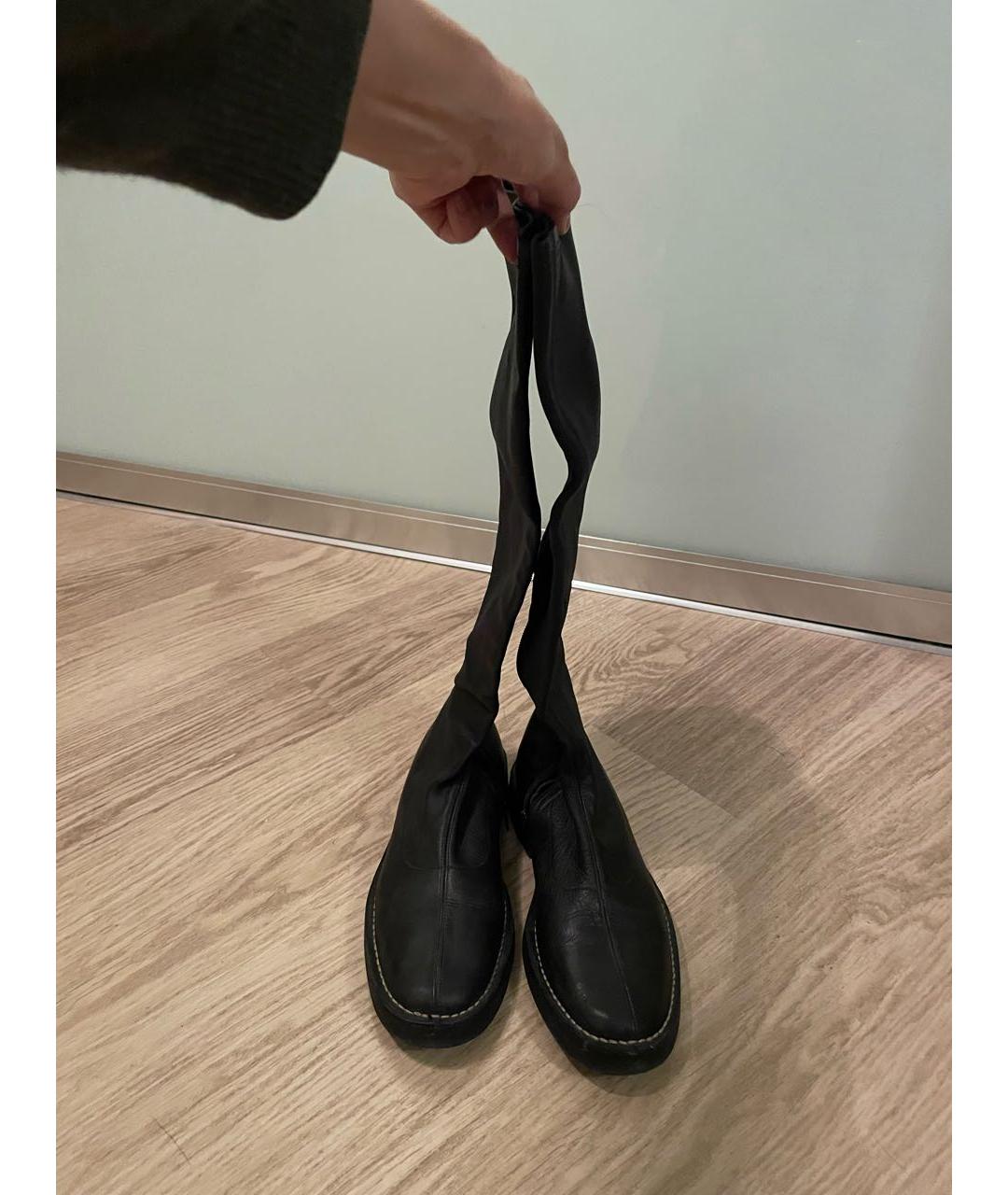 ANN DEMEULEMEESTER Черные кожаные сапоги, фото 2