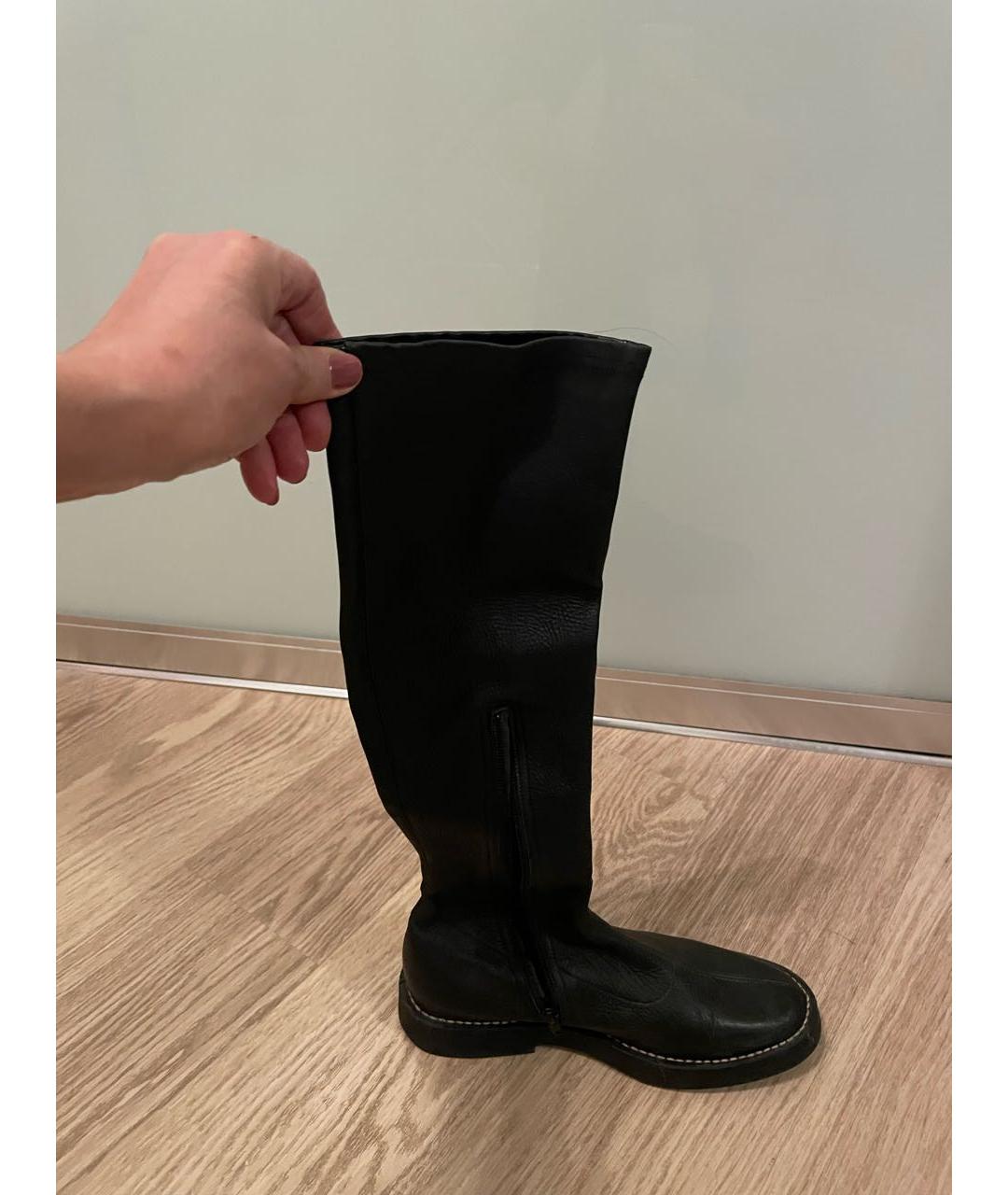 ANN DEMEULEMEESTER Черные кожаные сапоги, фото 9