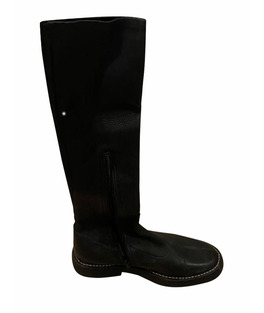 ANN DEMEULEMEESTER Черные кожаные сапоги, фото 1